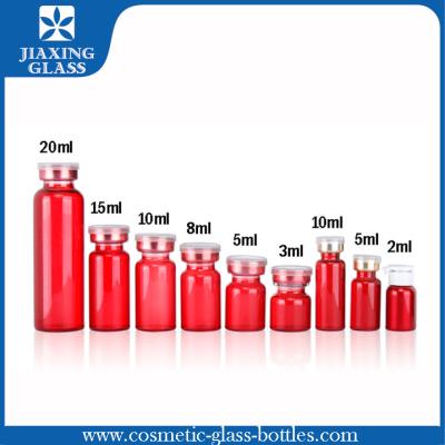 China Red Tubular 10Ml Glass Vials  With Screw Caps For Personal Care for sale