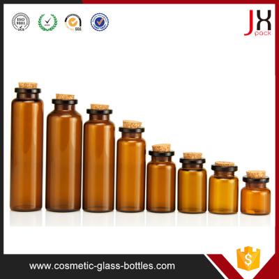 China Clear Amber Glass Flip Off Cap Glass Vials With Cork 10ml 15ml 20ml 30ml for sale