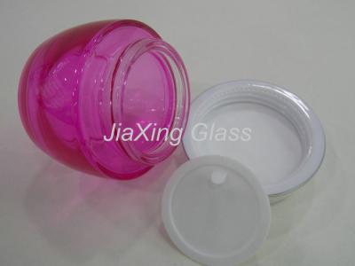 China 80g Rose Pink Glass Bottles For Cosmetics Color Coating Bare Bottle With Plastic Cap for sale