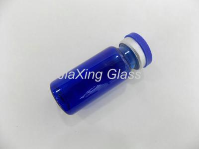 China Customized Cobalt Blue Glass Vial Straight Round With Plastic Caps for sale