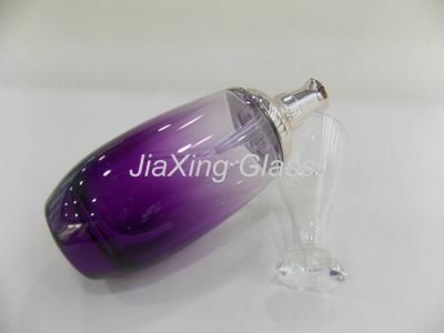 China Unique Printing Purple Glass Lotion Bottle With Plastic Screw / Roll On Cap for sale