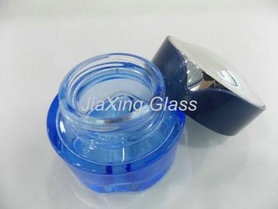 China Screen Printing Blue Cosmetic Jars 60g Glass Cream Skin Care Packaging for sale