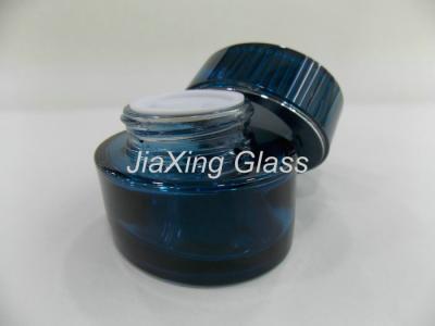 China 50g Glass Empty Makeup Containers ,  Face Cream Packaging Blue for sale