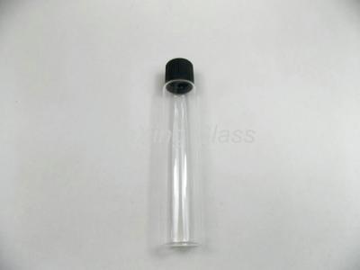 China Slim Clear Glass Vials Cosmetic Tubular Packaging With Plastic Cap for sale