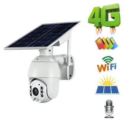 China PIR Motion Detection 2MP 4G Solar Powered Siren IP 4G Security Wifi Camera Built-in CCTV Full Color Solar Cam Zoom Camera Solar Powered for sale