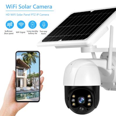 China Wireless Video Siren PIR 3MP WiFi IP Camera Solar Panel Cam PTZ Security Camera Outdoor Built-in Battery Video Surveillance Wireless for sale