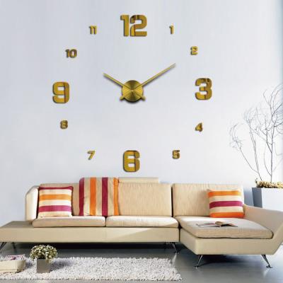 China Europe Gold Modern Acrylic Wall Clock LUMINOVA 3d Diy Mirror Stickers Living Room Quartz Needle Clock For Sale for sale