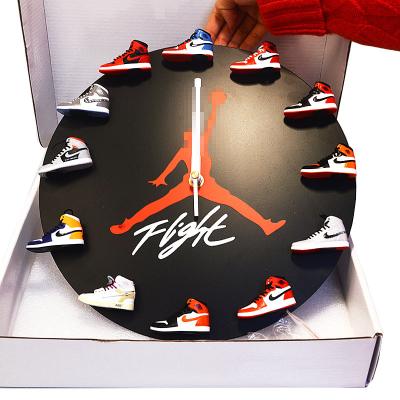 China LUMINOVA Wholesale Gift Box Board Basketball Flight 12 AJ Shoe Magnet Air Jordan Mini 3D Sneaker Wooden Clock for sale