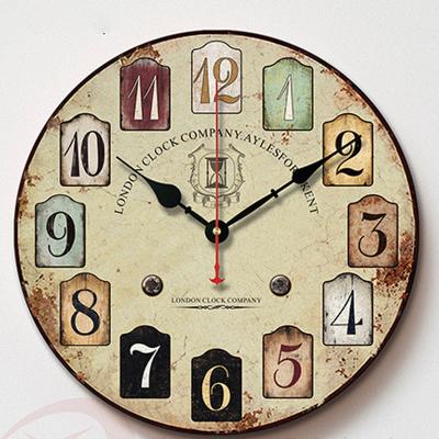 China Antique Style Custom 24 Inch Round Shape Wooden Wallclock Art Modern Decor Religion Photo Print On World Map Wall Clock for sale