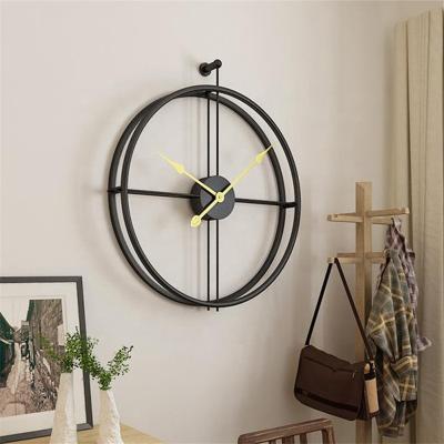 China Antique Style Wall Clocks Quartz Metal Vintage Round Shape Home Decor Large Digital Silent Clock For Living Room for sale