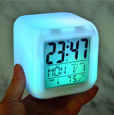 China New Sublimation Blank Creative Desk Radio Clock Glowing Led Light Up Colorful Color Changing Digital Alarm Clock For Kids Bedroom for sale