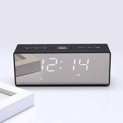 China Class New Arrival 2021 Smart Portable Table USB Led Desktop Mirror Digital Display Alarm Clock Countdown With 2 USB for sale