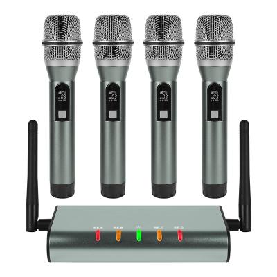 China Mini Handheld Microphone 4 Channel UHF Wireless Microphone ,Cordless Micorophone with 4 Handheld Mic&Mini Receiver,164ft for Church, Party for sale