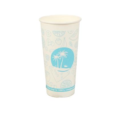 China PLA 12oz Disposable Biodegradable Recyclable 100% Biodegradable Paper Cups For Drinking Water for sale