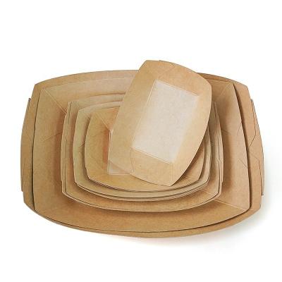 China Customized Design Recyclable Biodegradable Water Based Liner Liner Hamburger Kraft Paper Boat Tray Food Packaging Boxes for sale