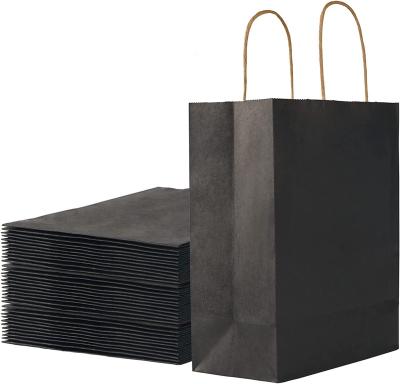 China Biodegradable Disposable Black Karft Paper Bags Birthday Gift Bags For Restaurant Paper Shopping Bags for sale