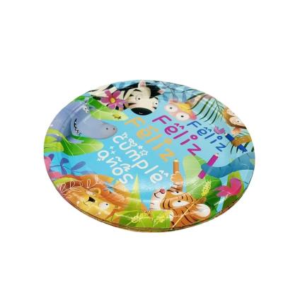 China High Grade Biodegradable Cartoon Printed Non Plastic Paper Plates For Kindergarten Baby Party for sale