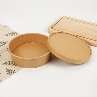 China Non-plastic Kraft Paper Bowl Biodegradable Degradable Fast Food Bowl With Degradable Cover for sale