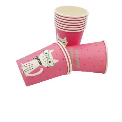 China Boho Biodegradable Bright Pink Party Home Eco-Friendly Recyclable Plastic Free Paper Cups For Birthday BBQ Celebration Fiesta for sale