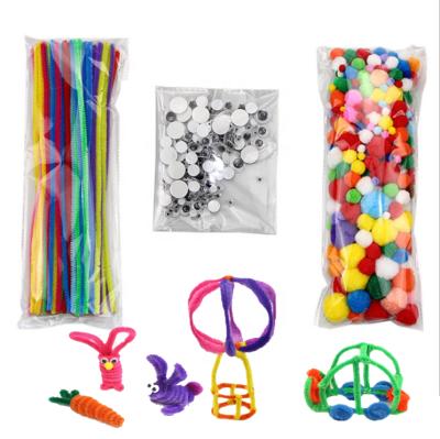 China DIY Practice DIY Puzzle Toys Furry Pompom Toy Eyes Set Combination Stick Package for sale