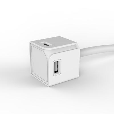 China Extended USB A+C Cube Cable Mobile Phone USB Wall Charger Various Plugs 3m Charger for sale