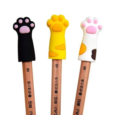 China The Other High Quality Student Supplies Soft Rubber Cat Paw Pen Cover Cartoon Silicone Neutral Cute School Pen Cover for sale