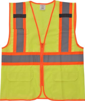 China Cheap Logo Lime Orange Adult Security Proof Surveyor Reflective Police Working Safety Vest With 3 Reflective Stripes for sale