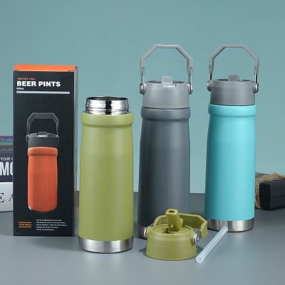 China 500ml/650ml Stainless Steel Vacuum Flask Portable Outdoor Sports Drinkware with Handle for sale