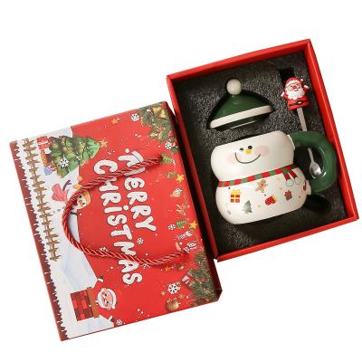 China MUGS Drinkware Type Christmas Ceramic Coffee Cup Mug With Gift Box Cute Snowman Santa for sale