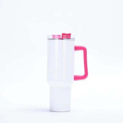 China Vacuum Stainless Steel Tumblers Color Car Cups Tumbler With Handle And Straw Lid for sale