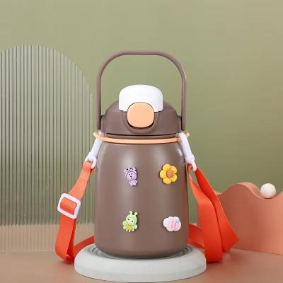 China Cartoon Design 800ml Big Belly Cup Insulated Kid Cute Vacuum Flasks Thermos With Straw for sale