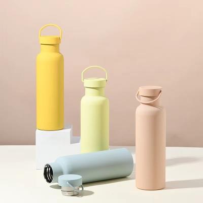 China Disposable Stainless Steel Vacuum Bottle Solid Color Sports Insulated Cup With Handle for sale