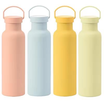 China Stainless Steel Double Wall Vacuum Bottle With Handle Solid Color Sports Insulated Cup for sale