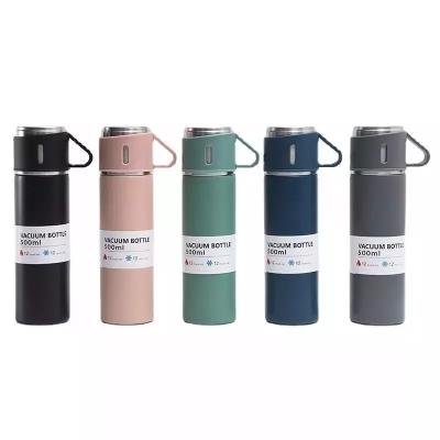 China Vacuum Flask Set 500ml Business Gift Travel Mug Cup Double Wall Stainless Steel Bottle for sale