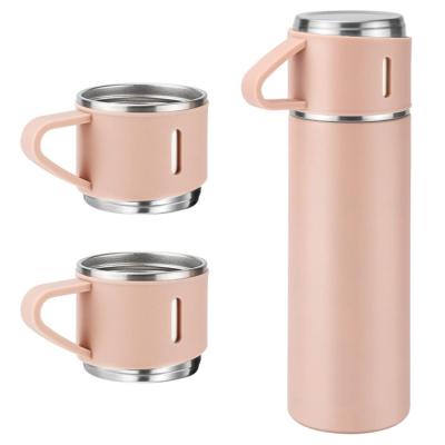 China Normal 500ml Businless 3pcs Double Wall Stainless Steel Drinking Water Bottle Gift Set for Travel for sale