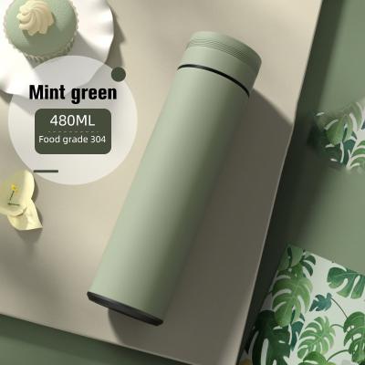 China Vacuum Insulated Solid Color LED Temperature Display Thermos Cup with Tea Separation for sale