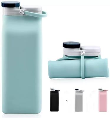 China Botella de agua de silicona plegable personalizada de 400 ml / 600 ml, imprescindible para los viajeros de moda en venta