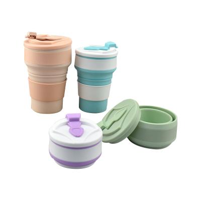 China 350ml/500ml Custom Printing Silicone Folding Cup for Reusable Portable Water Bottle for sale