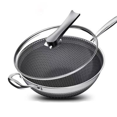 China Cubierta de vidrio Pato de freír utensilios de cocina sartén material de metal pan de miel Wok un mango en venta