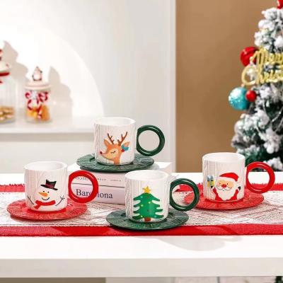 China Christmas Mug Home Decor Deer Mug for European Style Ceramic Santa Dinnerware Set for sale