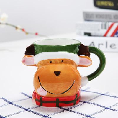 China Custom 3D Ceramic Christmas Mug 8*10Cm Santa Reindeer Penguin Snowman For Hot Drinks for sale