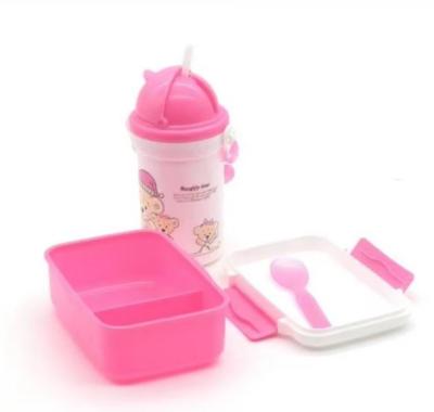 China 17*12*6.5cm Plastic Cartoon Design Cute Kids Bento Lunch Box Set with Water Bottle for sale