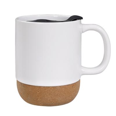 China Nordic Design Custom Cork Bottom Spill Proof Lids 15OZ Matte Ceramic Mark Coffee Milk Cup with HANDGRIP for sale