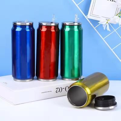 China Gold Double Wall Stainless Steel Cola Bottle Vacuum Thermos Cans Water Cokes Bottle 350/500ml for sale