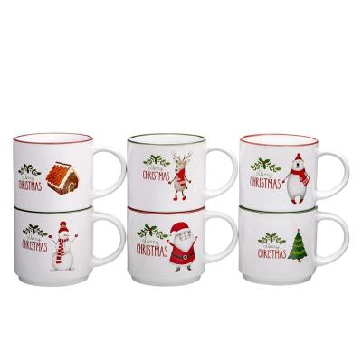 China 14oz Capacity White Christmas Santa Gift Ceramic Coffee Mug with None Accessories for sale