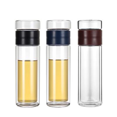 China Normal Bottle Type Bpa Free Dishwasher Safe Glass Water Bottle with Filter and Lids for sale