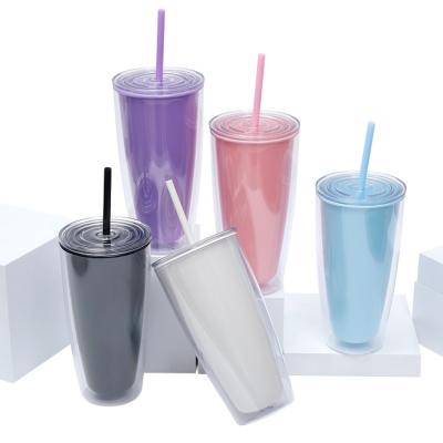 China Custom Logo 750ml Simple Transparent Plastic Cup for Outdoor Activities for sale