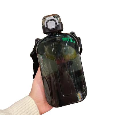 China 2024 Popular Plastic Water Cup Square Transparent Water Bottles With Strap for Gym Sports for sale