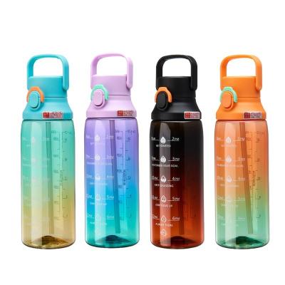 China Transparent Gradient Color Kettle 750ml Capacity Snap Cap Sports Water Bottle with Handle for sale