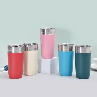 China 16 oz Personalized Powder-coated Stainless Steel Beer Cup Leak-proof Double-wall Cup for sale